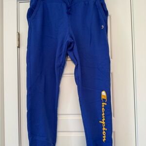 Champion Royal Blue Joggers with Yellow Script for Women